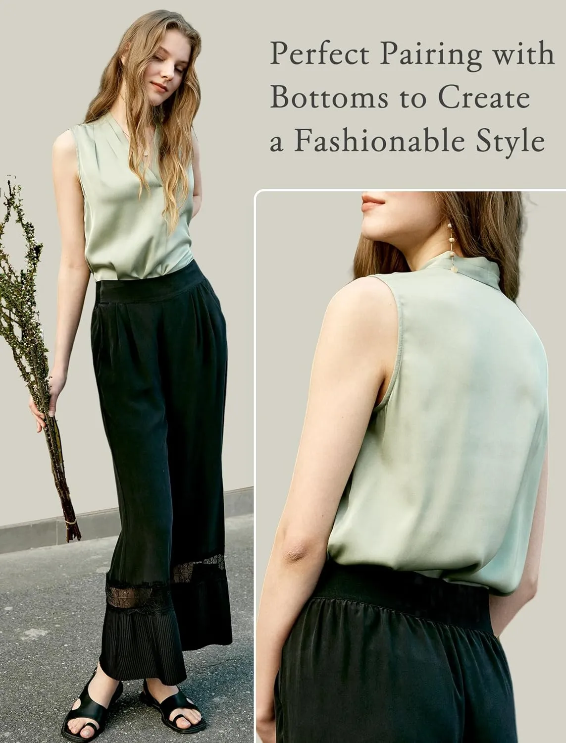 COLD POSH 19MM Mulberry Silk Blouse for Women Sleeveless V Neck Shirts Dressy Casual Womens Top for Office