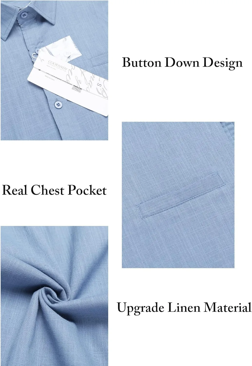 COOFANDY Men's Casual Linen Shirts Short Sleeve Button Down Shirt Summer Beach Tops