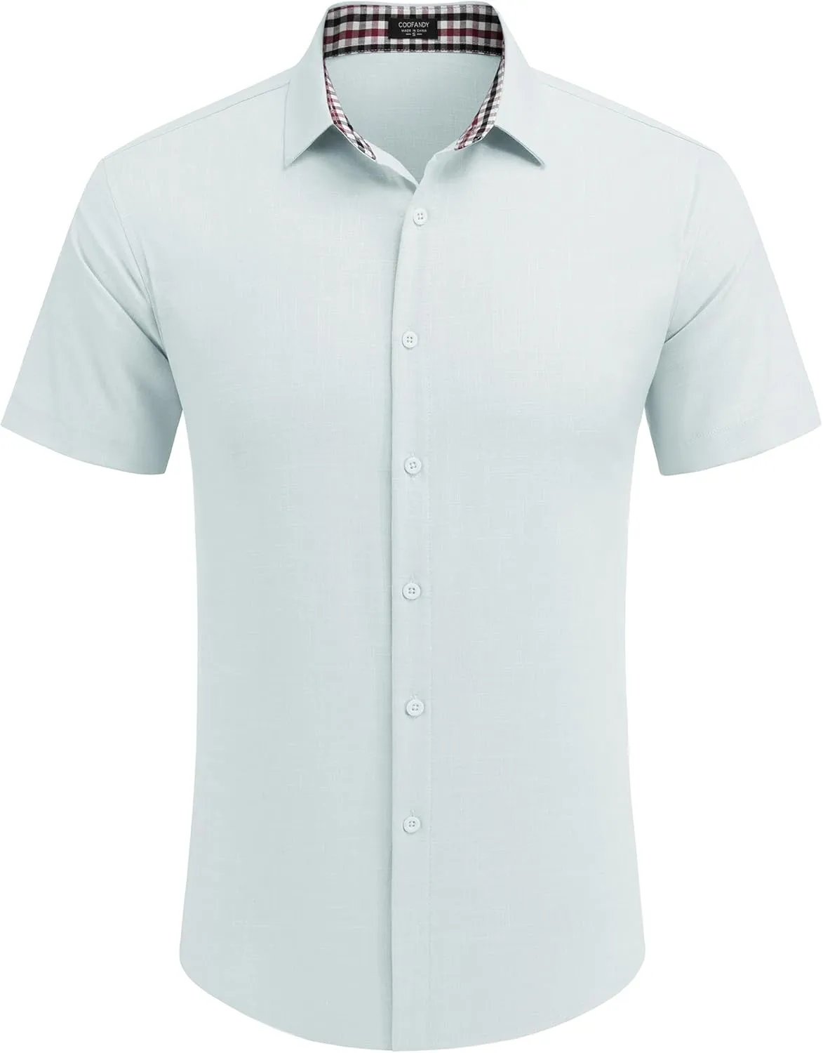 COOFANDY Mens Linen Shirt Casual Short Sleeve Button Down Shirts Summer Beach Vacation Tops