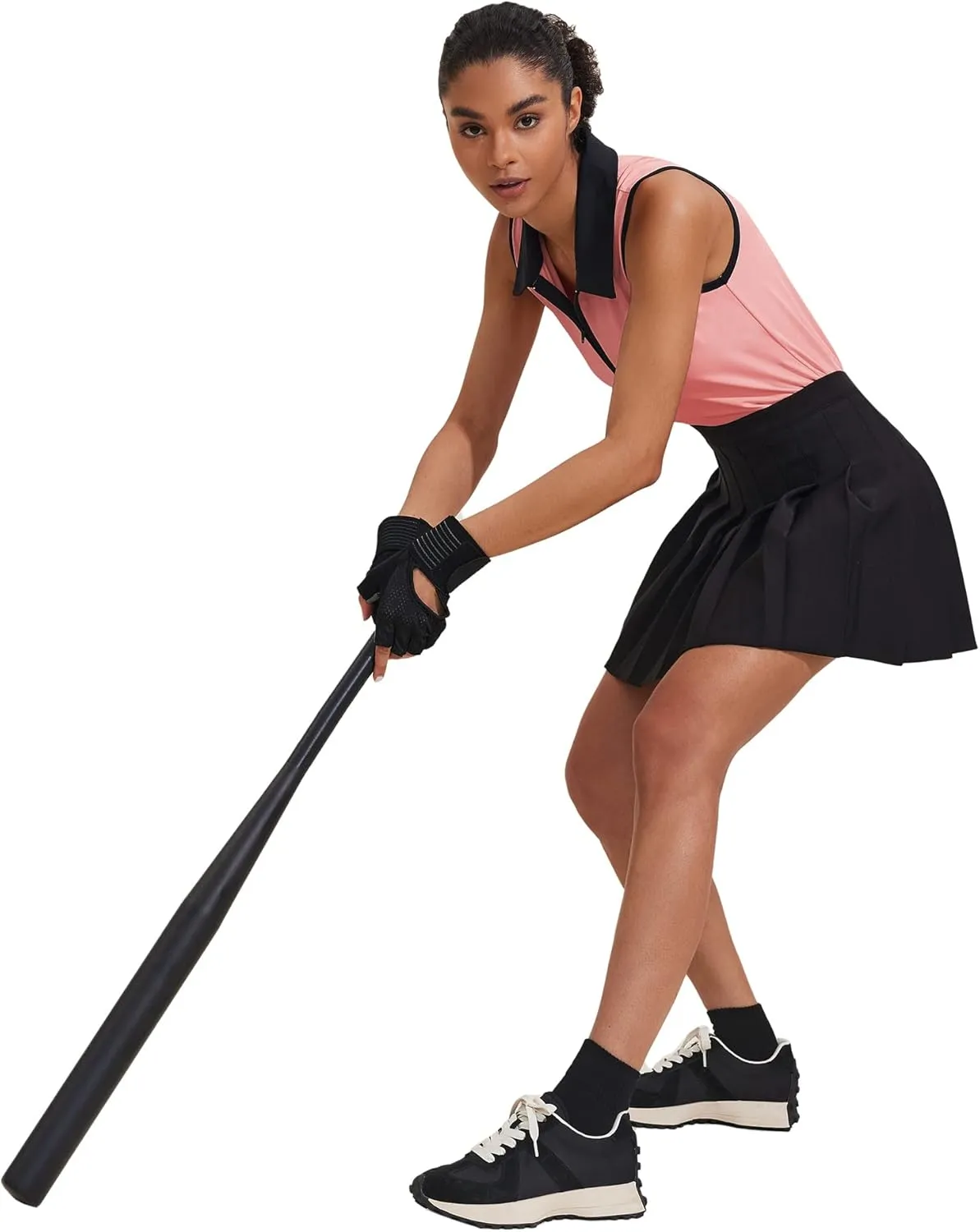 COOrun Women's Golf Polo T Shirts Lightweight Moisture Wicking Sleeveless Shirt Quick Dry Zipper Tank Top