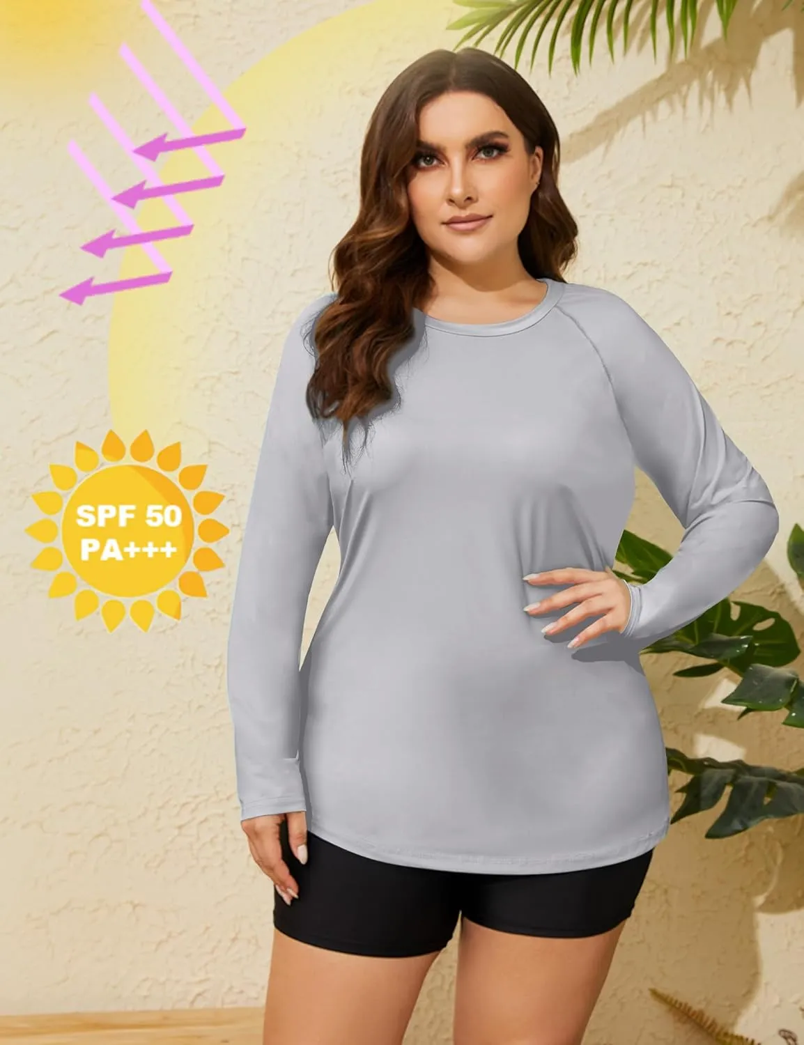 COOTRY Women's Plus Size Sun Shirts UPF 50  UV Protection Long Sleeve Rash Guard Quick Dry Workout Hiking Fishing Swim Shirt