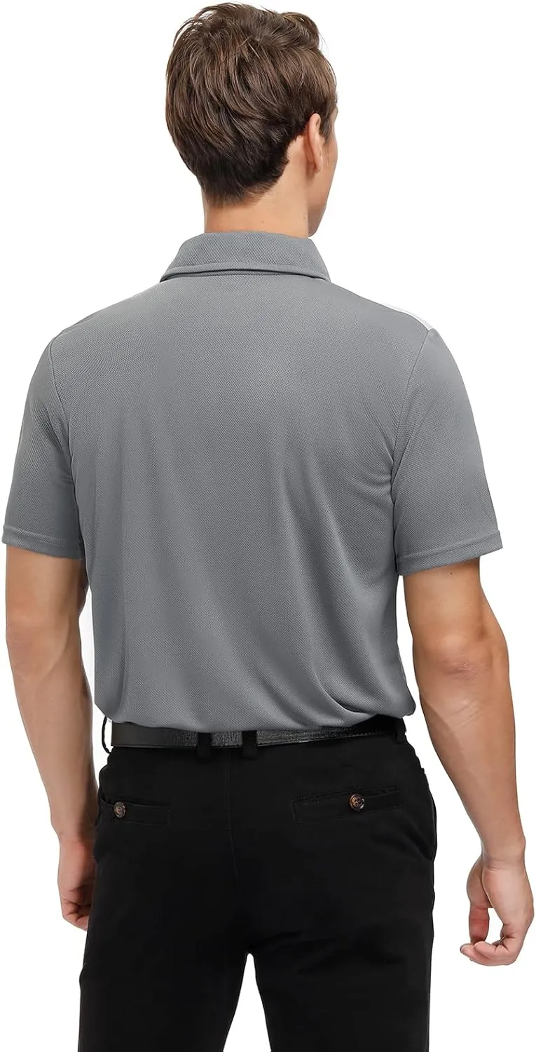 Corna Men's Big and Tall Golf Polo Shirts Moisture Wicking Performance Dry Fit Collared Shirts for Men L-6XL