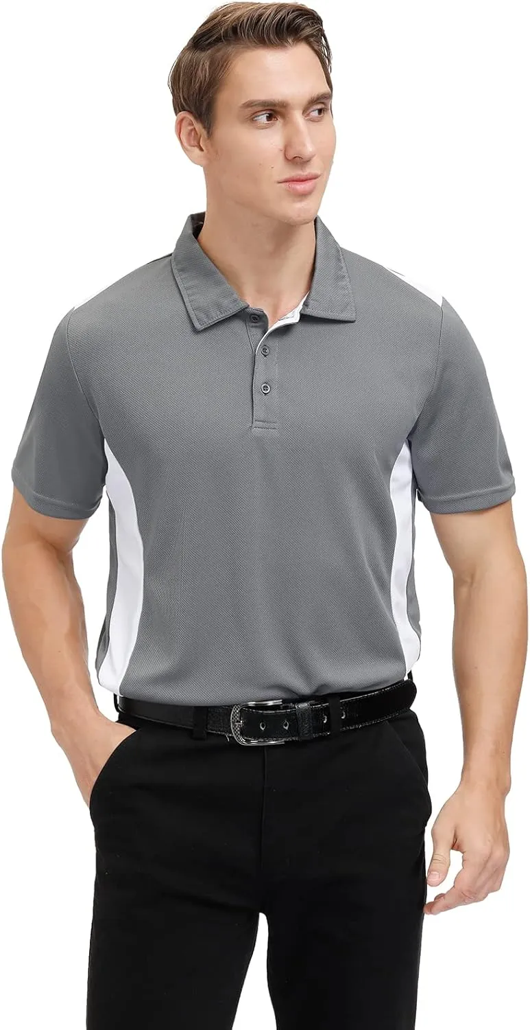 Corna Men's Big and Tall Golf Polo Shirts Moisture Wicking Performance Dry Fit Collared Shirts for Men L-6XL