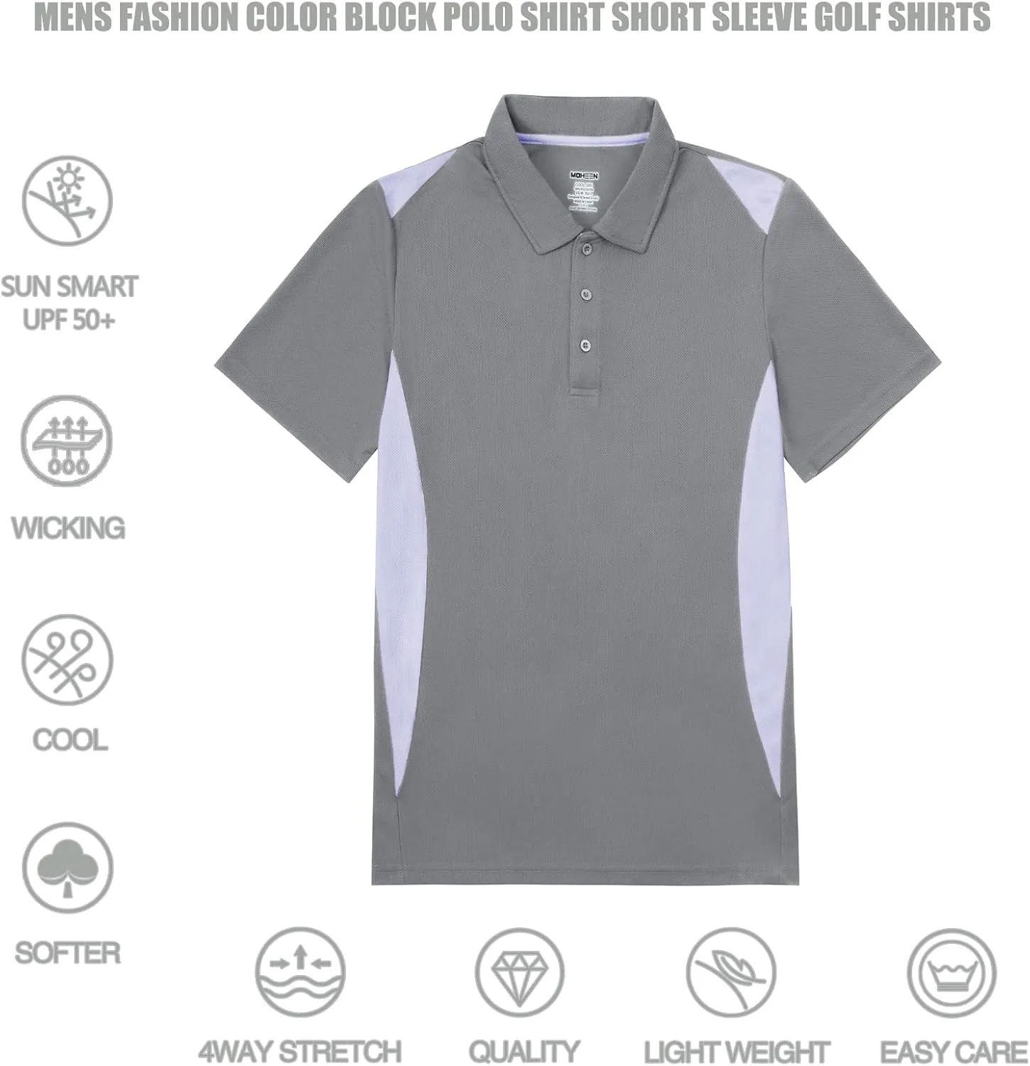 Corna Men's Big and Tall Golf Polo Shirts Moisture Wicking Performance Dry Fit Collared Shirts for Men L-6XL