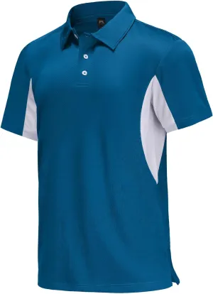 Corna Men's Short Sleeve Polo Shirts L-5XL, UPF 50  Moisture Wicking Casual Performance Dry Fit Golf Shirts