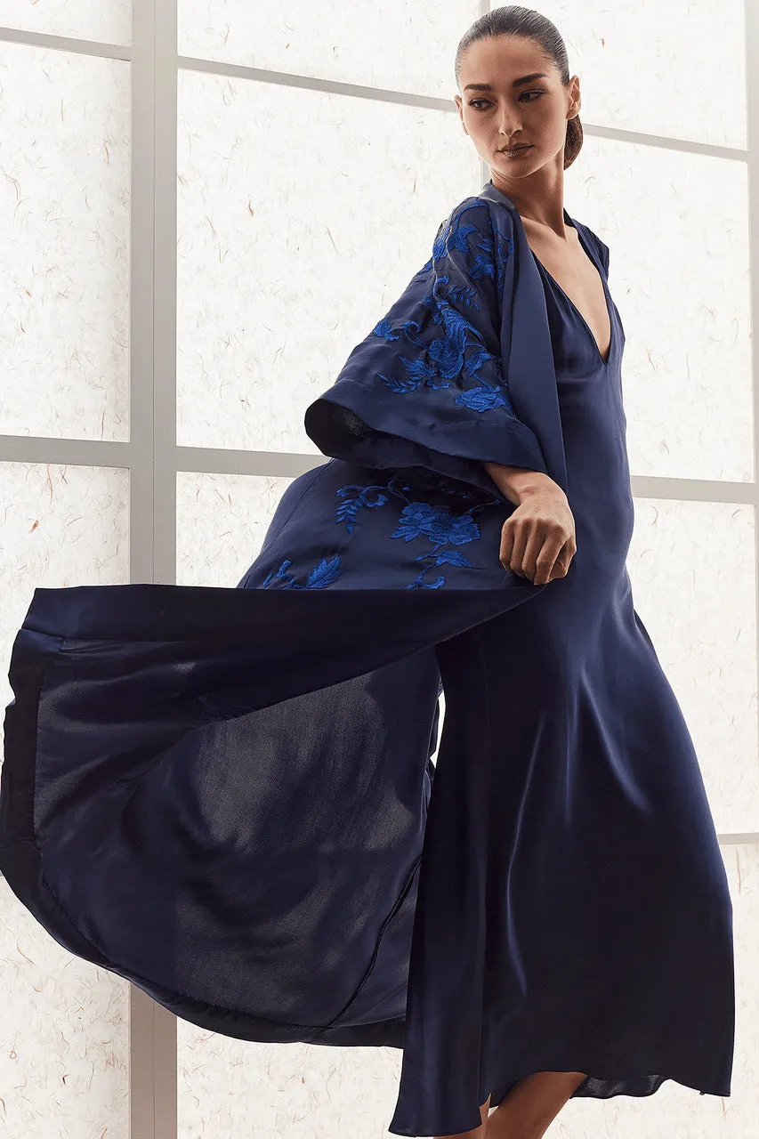 Couture Malaga Embroidered Silk Robe