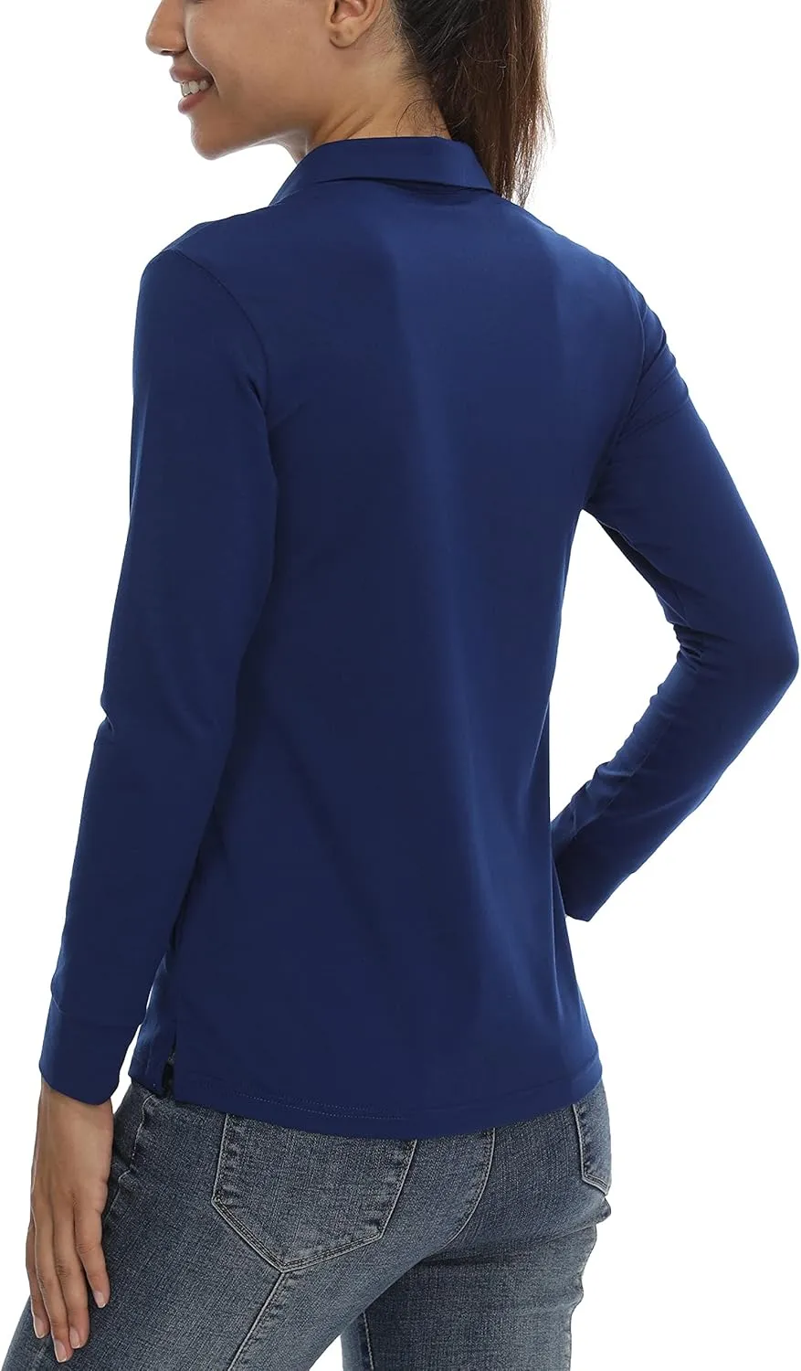 CQC Women's Golf Polo Shirts Long Sleeve Sports Athletic Shirts Tennis Tops Fitness T-Shirt UPF 50  Quick Dry