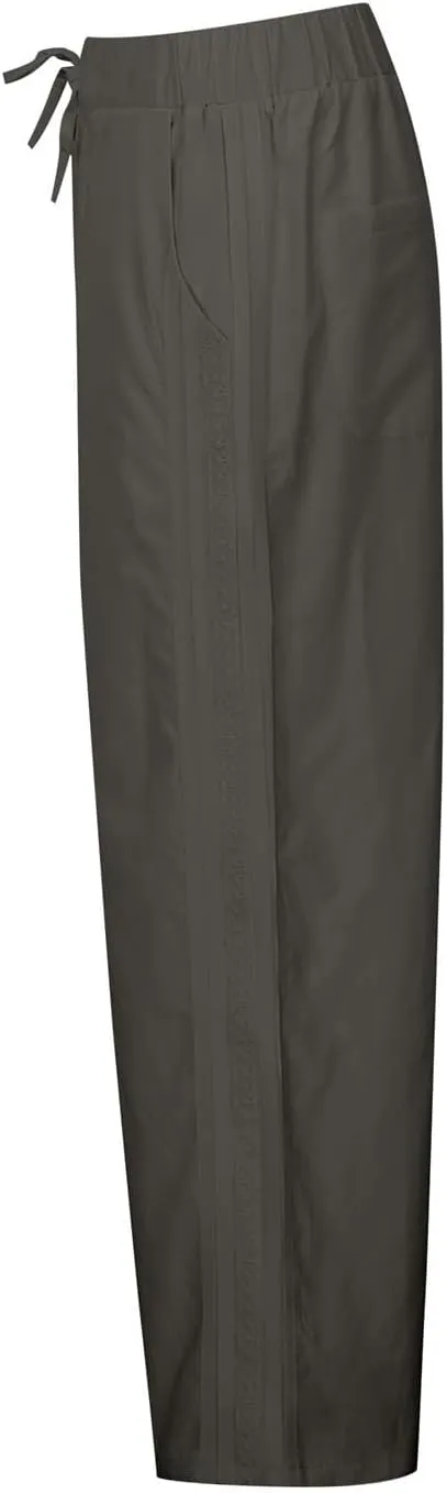 Cropped Pants for Women Summer Lounge Elastic High Waisted Drawstring Straight Outdoor Trousers Pants with Pockets