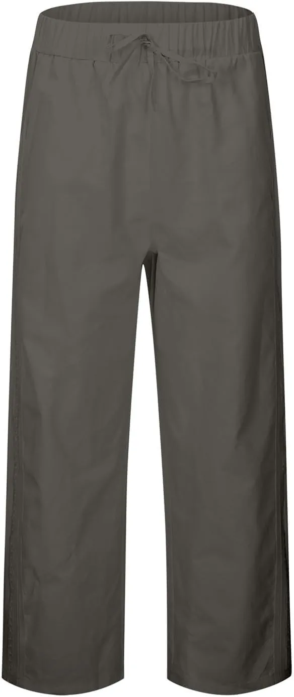 Cropped Pants for Women Summer Lounge Elastic High Waisted Drawstring Straight Outdoor Trousers Pants with Pockets