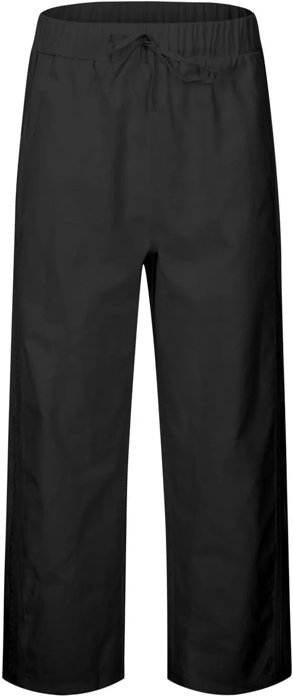Cropped Pants for Women Summer Lounge Elastic High Waisted Drawstring Straight Outdoor Trousers Pants with Pockets