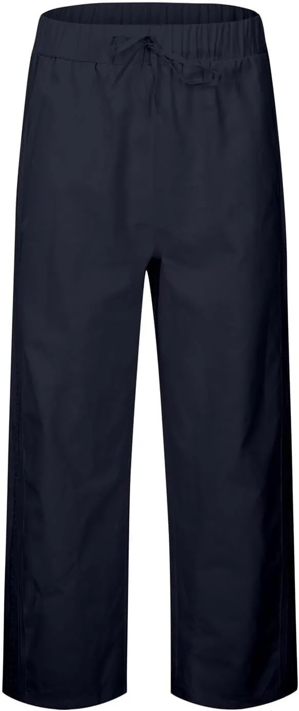 Cropped Pants for Women Summer Lounge Elastic High Waisted Drawstring Straight Outdoor Trousers Pants with Pockets