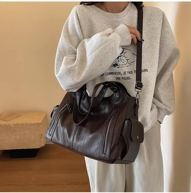 Crossbody Tote Bag for Women Large Size Retro Single-Shoulder Bag, handbag Bucket Purse for Gift,Travel,Work