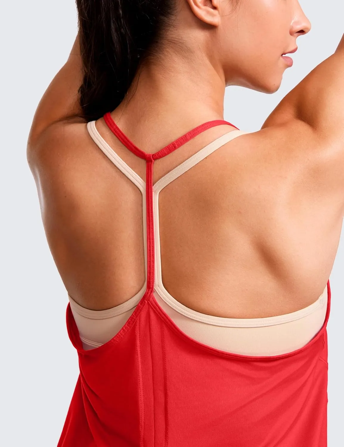 CRZ YOGA Lightweight Tie Back Workout Tank Top for Women V Neck Spaghetti Strap Yoga Sleeveless Shirts Halter Camisole