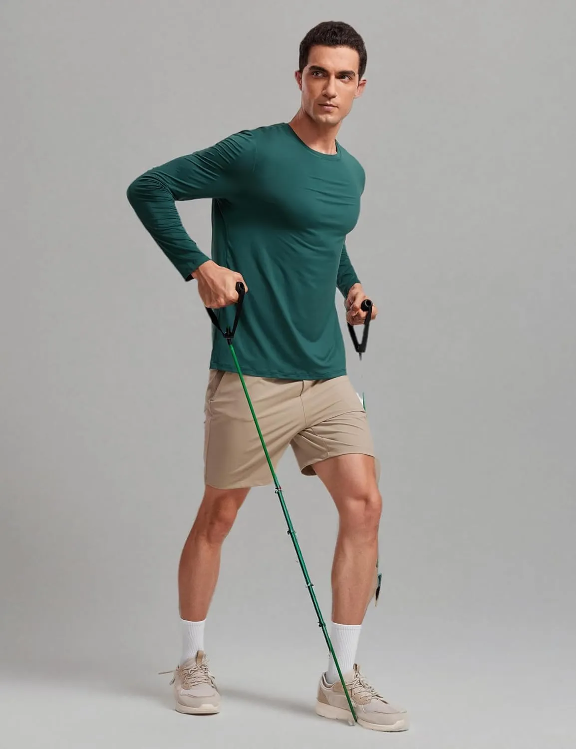 CRZ YOGA Long Sleeve Workout Shirts for Men Lightweight Athletic Gym Running Tops Breathable Casual Tee Shirts