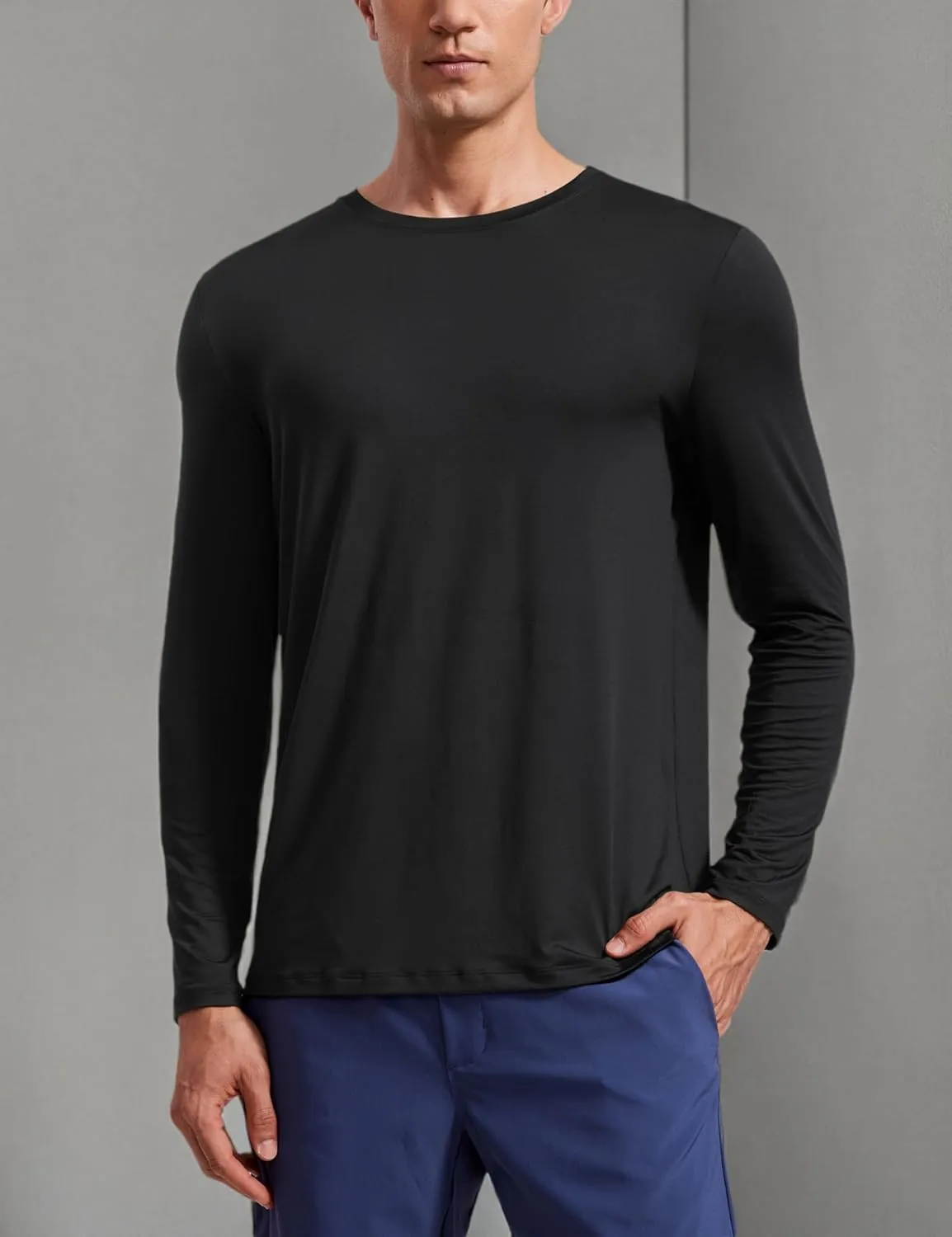 CRZ YOGA Long Sleeve Workout Shirts for Men Lightweight Athletic Gym Running Tops Breathable Casual Tee Shirts