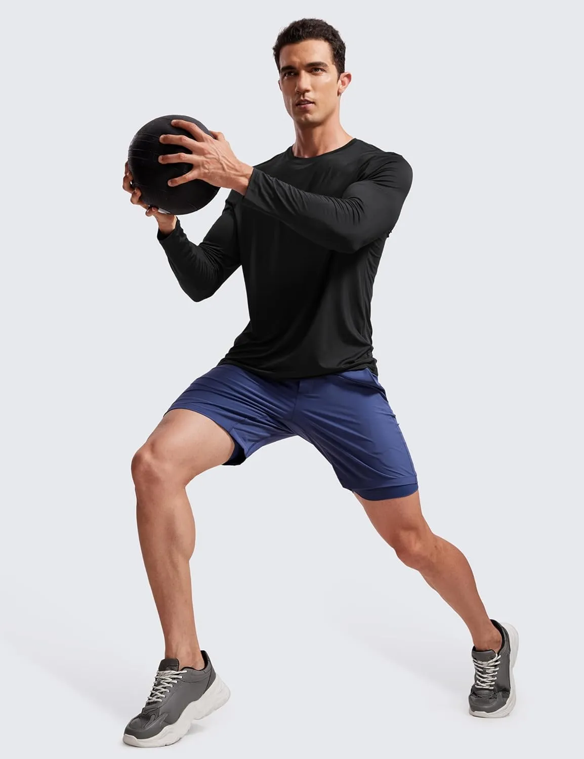 CRZ YOGA Long Sleeve Workout Shirts for Men Lightweight Athletic Gym Running Tops Breathable Casual Tee Shirts