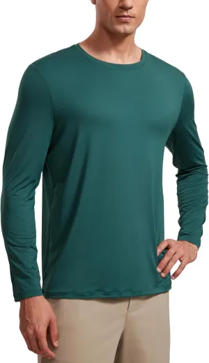 CRZ YOGA Long Sleeve Workout Shirts for Men Lightweight Athletic Gym Running Tops Breathable Casual Tee Shirts