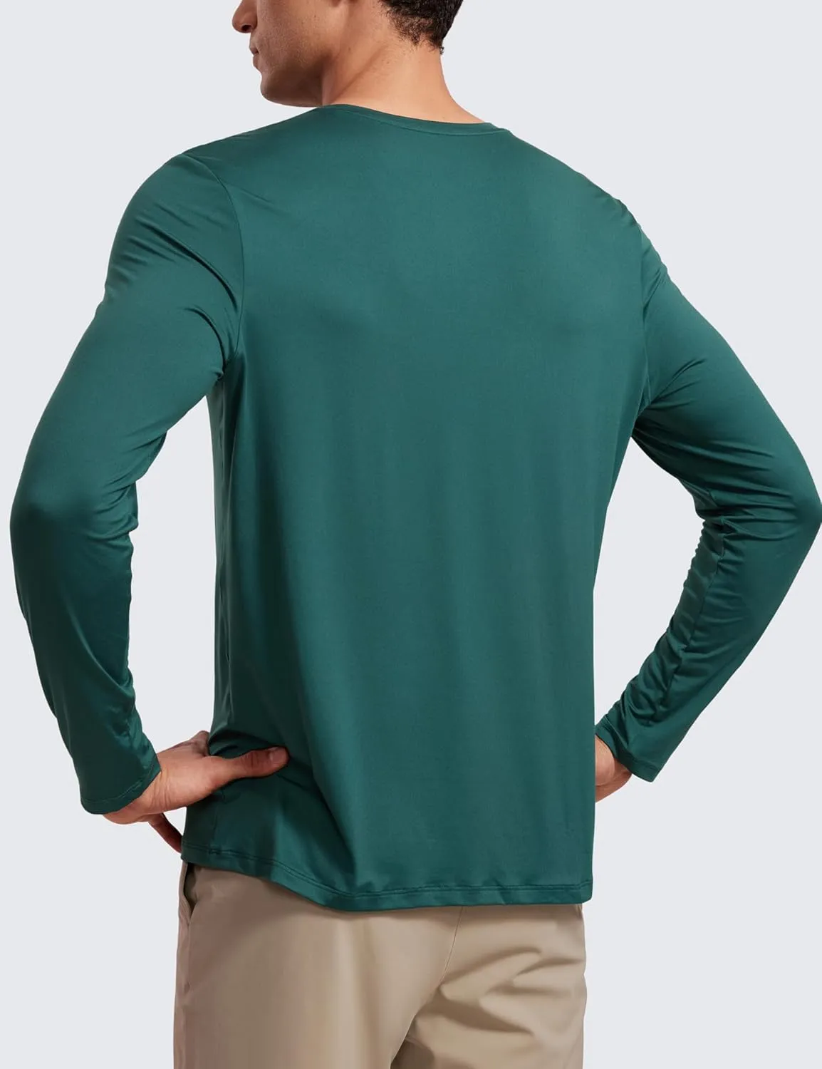 CRZ YOGA Long Sleeve Workout Shirts for Men Lightweight Athletic Gym Running Tops Breathable Casual Tee Shirts