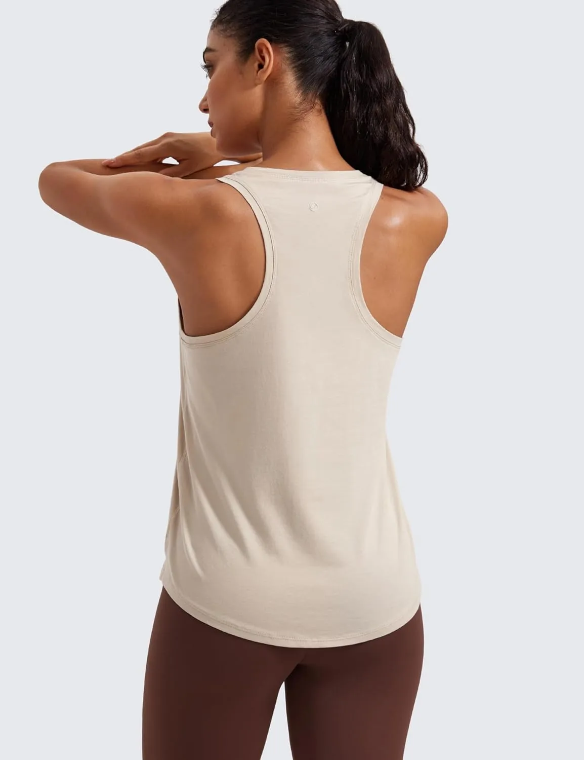 CRZ YOGA Womens Pima Cotton Racerback Workout Tank Tops Scoop Neck Athletic Loose Sleeveless Shirts