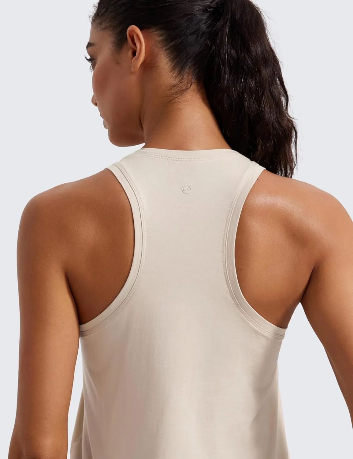 CRZ YOGA Womens Pima Cotton Racerback Workout Tank Tops Scoop Neck Athletic Loose Sleeveless Shirts