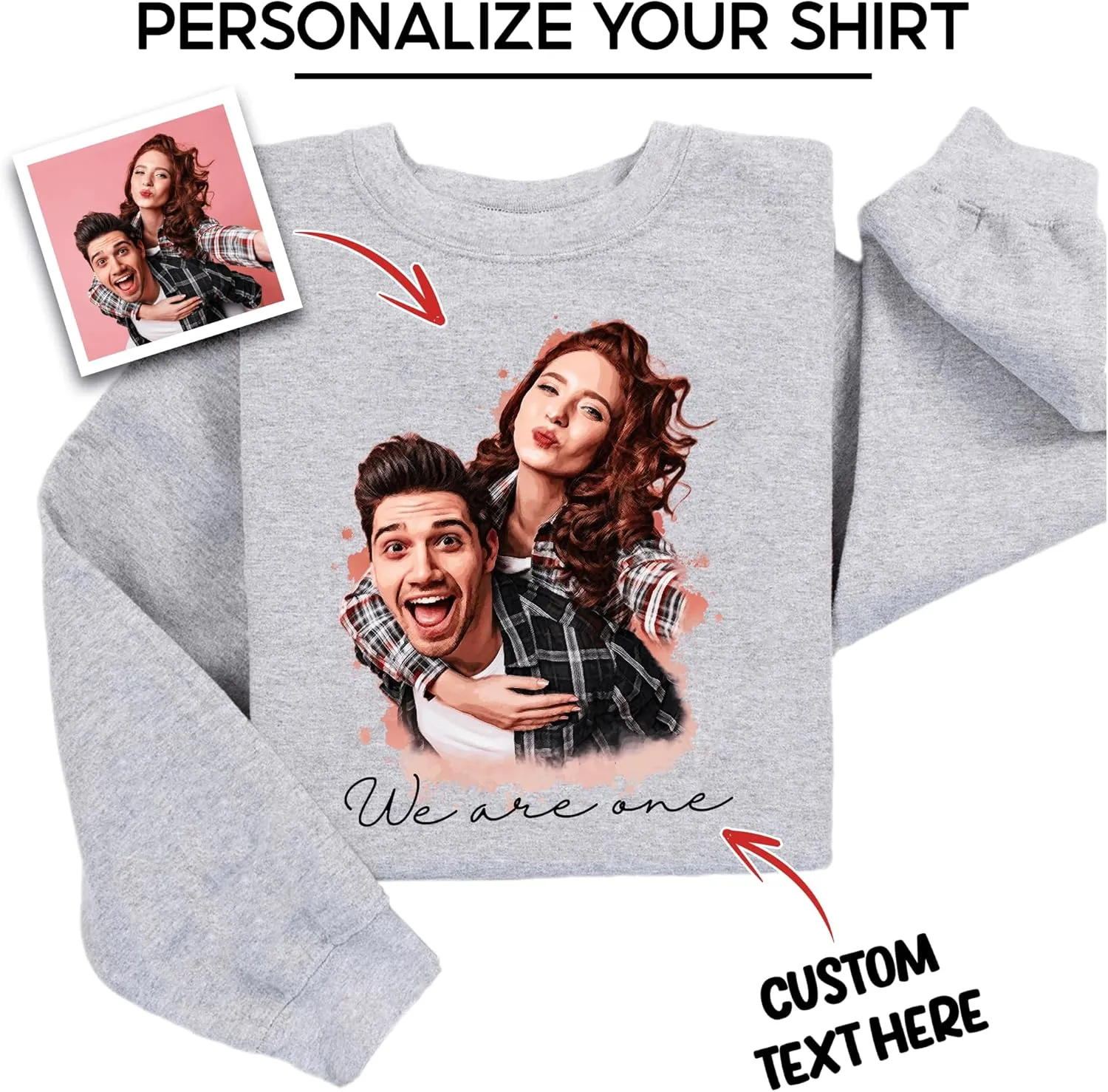 Custom Photo Shirts for Men Women, Shirts with Faces on Them Custom, Personalized Shirts for Boyfriend Girlfriend