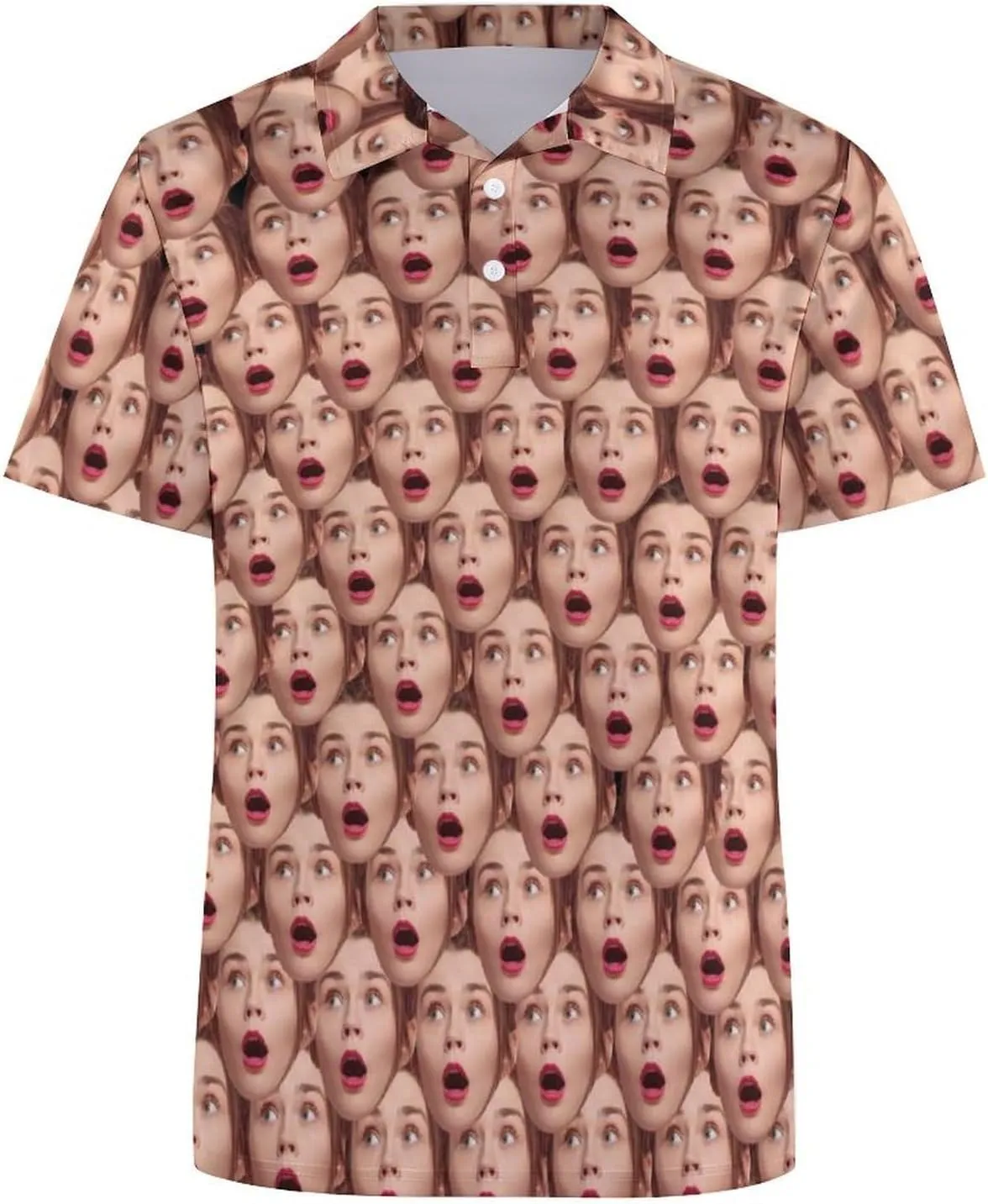 Custom Seamless Face Golf Shirts for Men Dry Fit Sleeve Golf Shirt Print Shirts Funny Golf Polo Shirts Collared Shirt