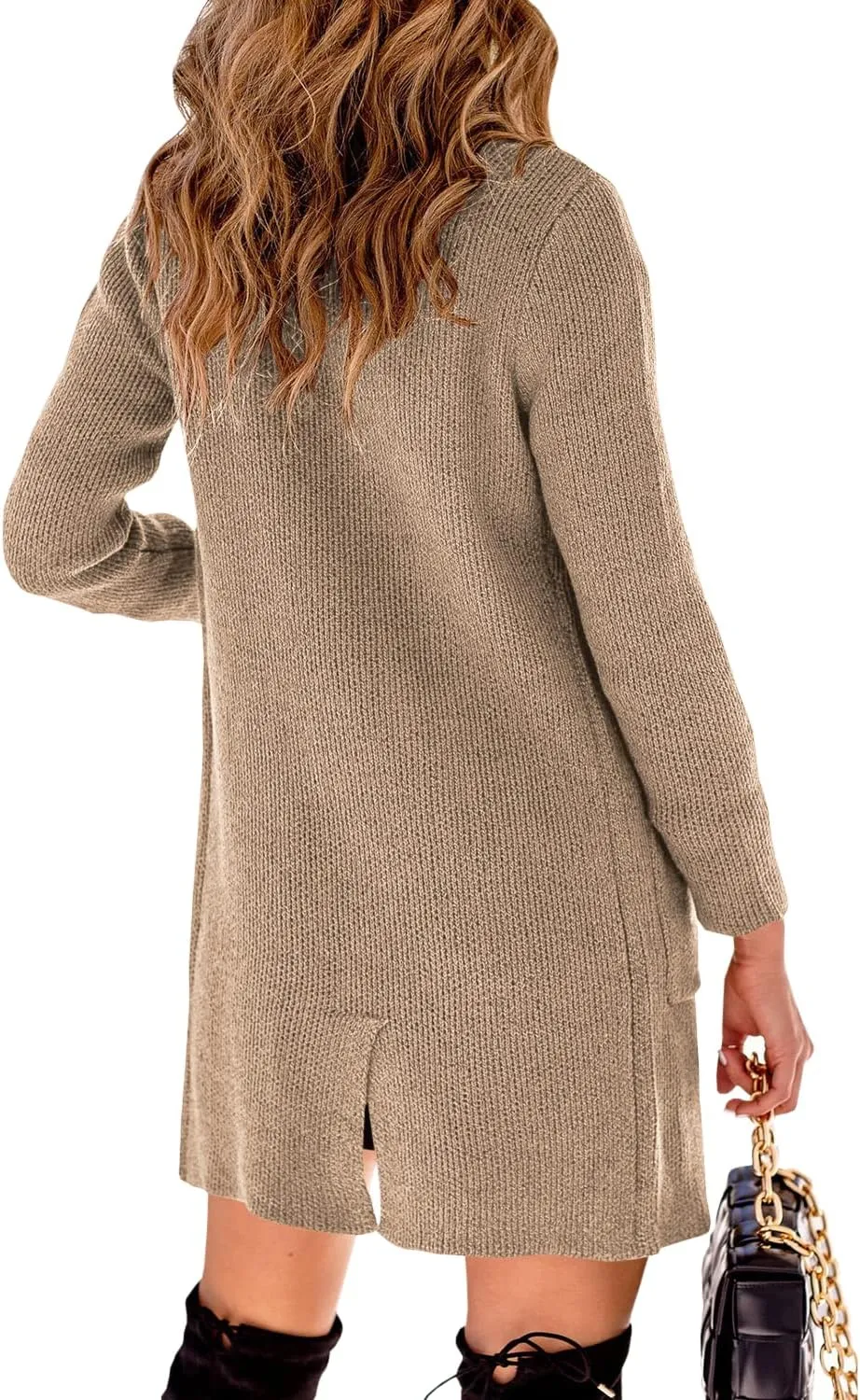 Danedvi Women Open Front Lapel Collar Cardigan Button Down Long Sweaters Cardigan Solid Outerwear Coats