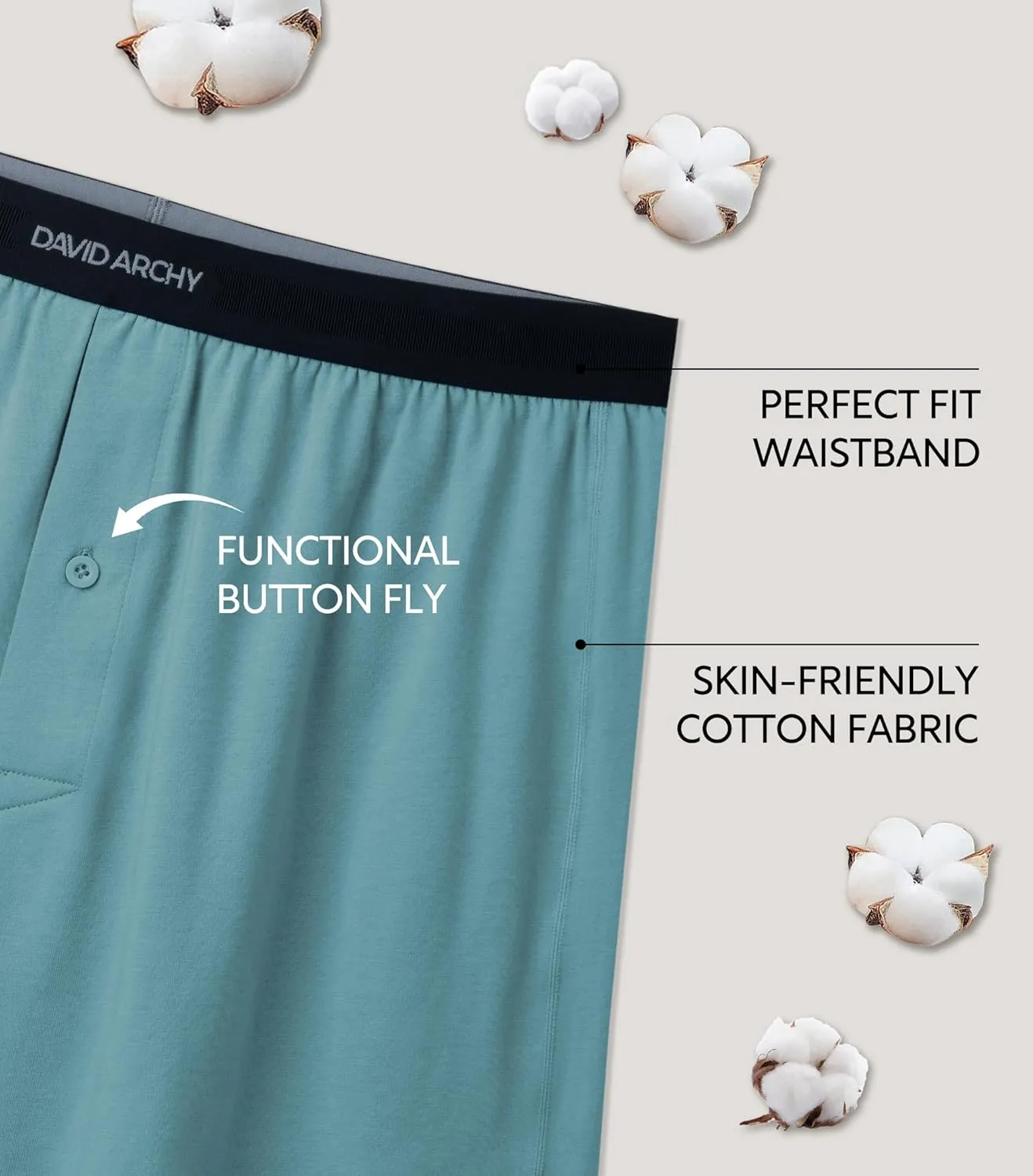 DAVID ARCHY Combed Cotton Boxers for Men Soft Underwear Mens Boxers Knit Boxer Shorts for Men Pack