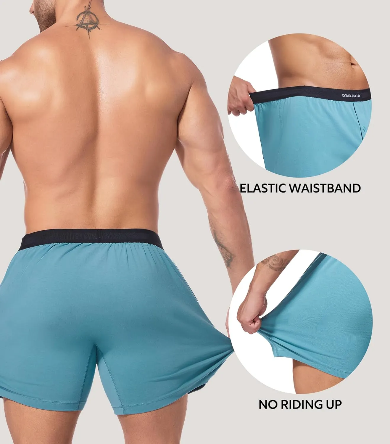 DAVID ARCHY Combed Cotton Boxers for Men Soft Underwear Mens Boxers Knit Boxer Shorts for Men Pack