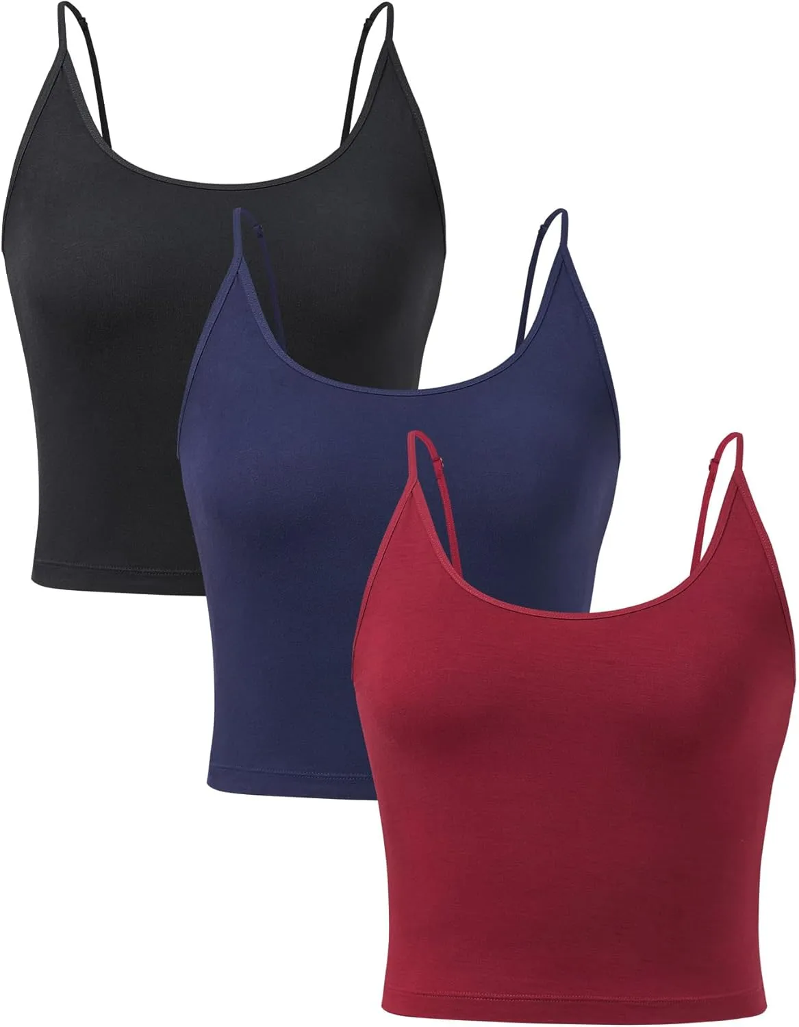 DAVID ARCHY Women's Crop 3-Pack Seamless Bamboo Rayon Camisole Crop Tank Tops No Pad