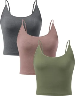 DAVID ARCHY Women's Crop 3-Pack Seamless Bamboo Rayon Camisole Crop Tank Tops No Pad