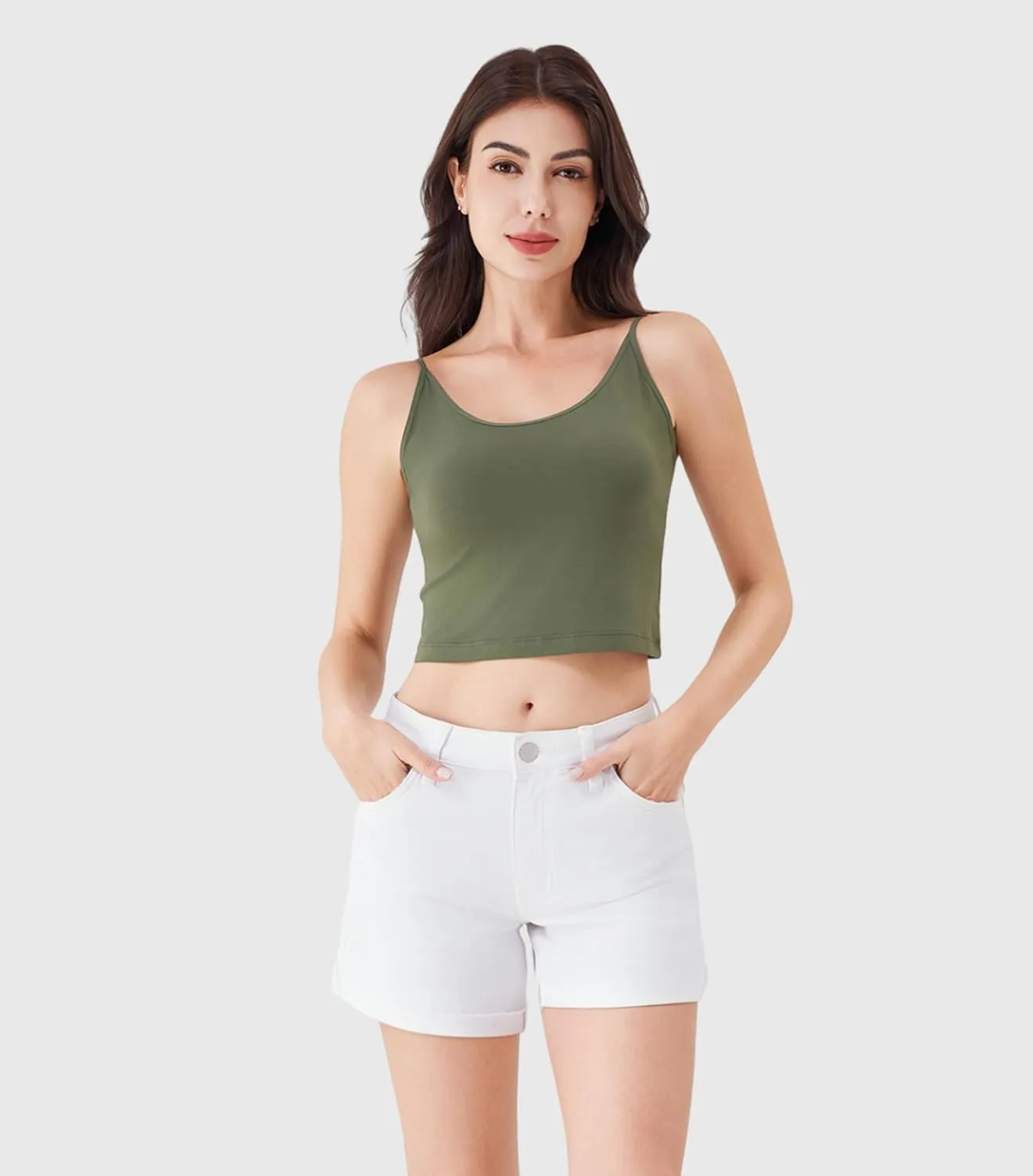 DAVID ARCHY Women's Crop 3-Pack Seamless Bamboo Rayon Camisole Crop Tank Tops No Pad