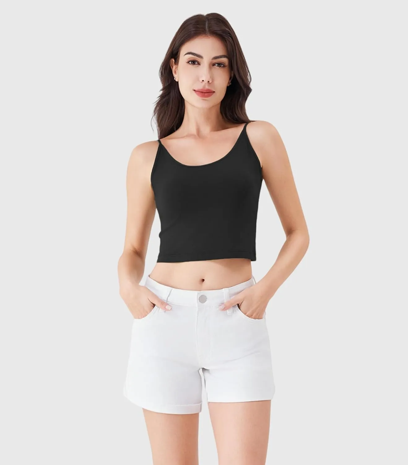 DAVID ARCHY Women's Crop 3-Pack Seamless Bamboo Rayon Camisole Crop Tank Tops No Pad