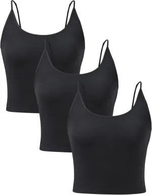 DAVID ARCHY Women's Crop 3-Pack Seamless Bamboo Rayon Camisole Crop Tank Tops No Pad