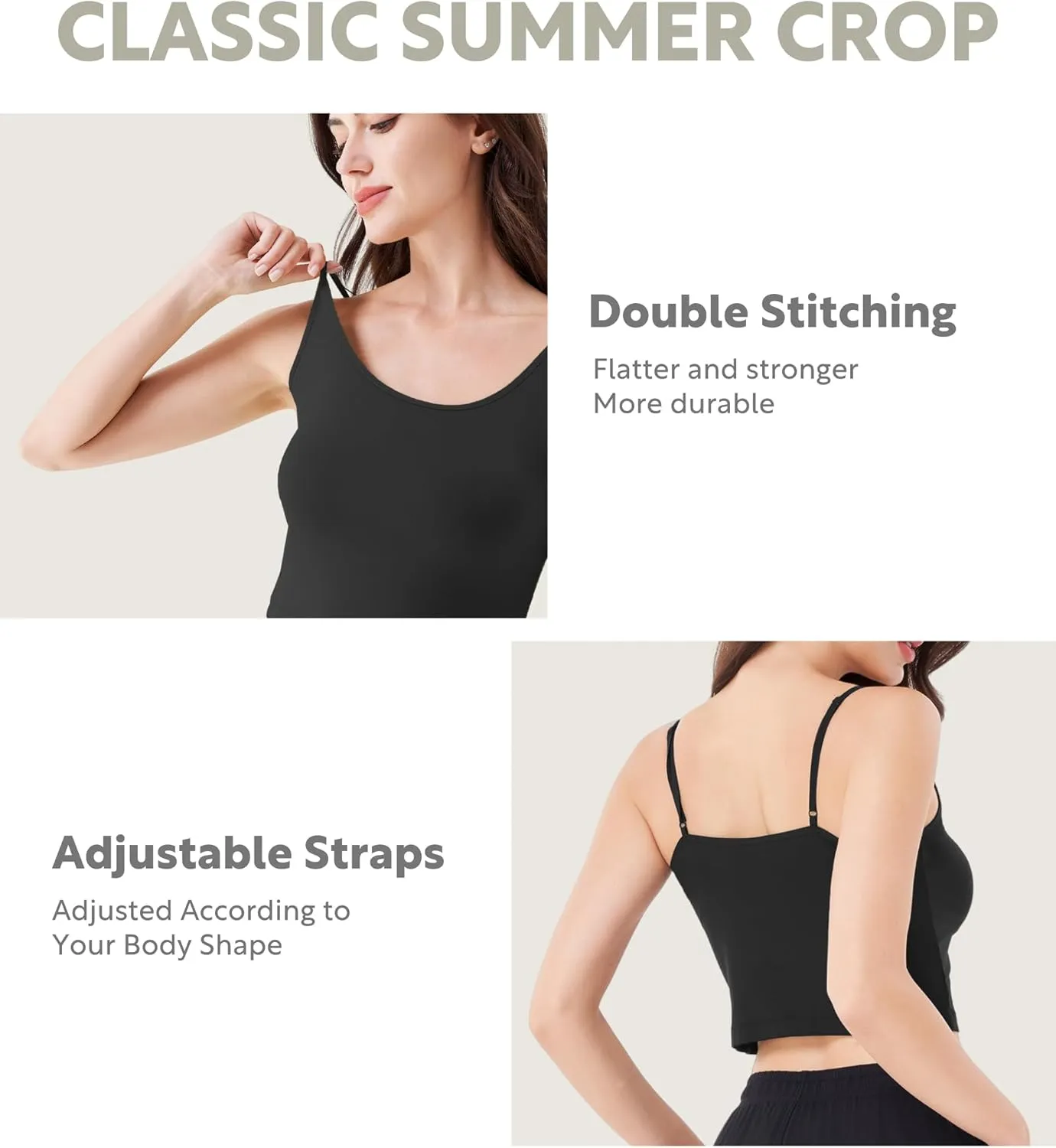 DAVID ARCHY Women's Crop 3-Pack Seamless Bamboo Rayon Camisole Crop Tank Tops No Pad