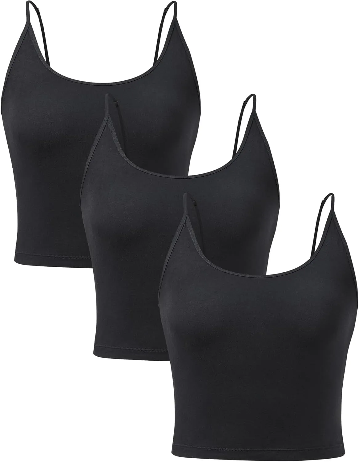 DAVID ARCHY Women's Crop 3-Pack Seamless Bamboo Rayon Camisole Crop Tank Tops No Pad