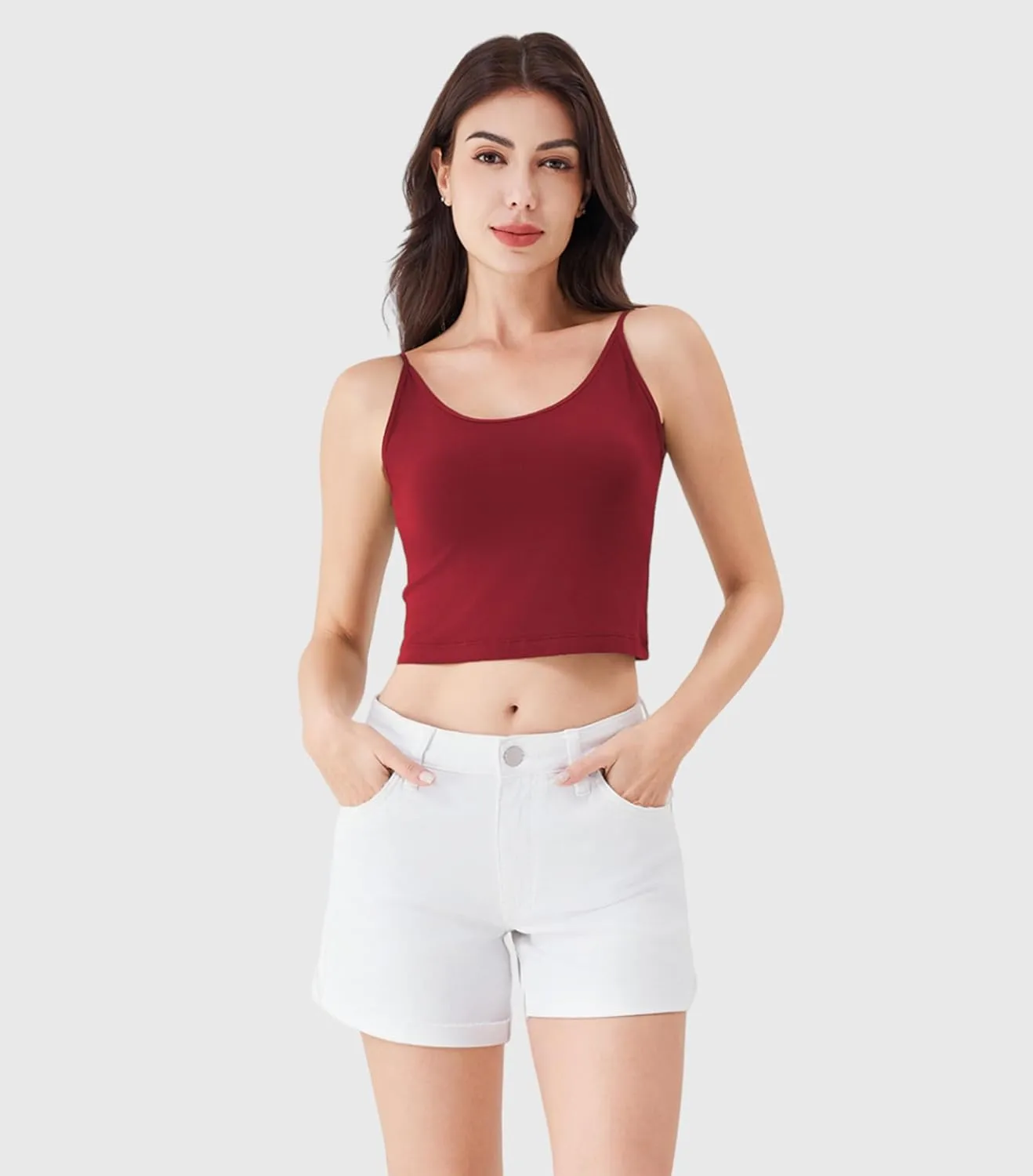 DAVID ARCHY Women's Crop 3-Pack Seamless Bamboo Rayon Camisole Crop Tank Tops No Pad
