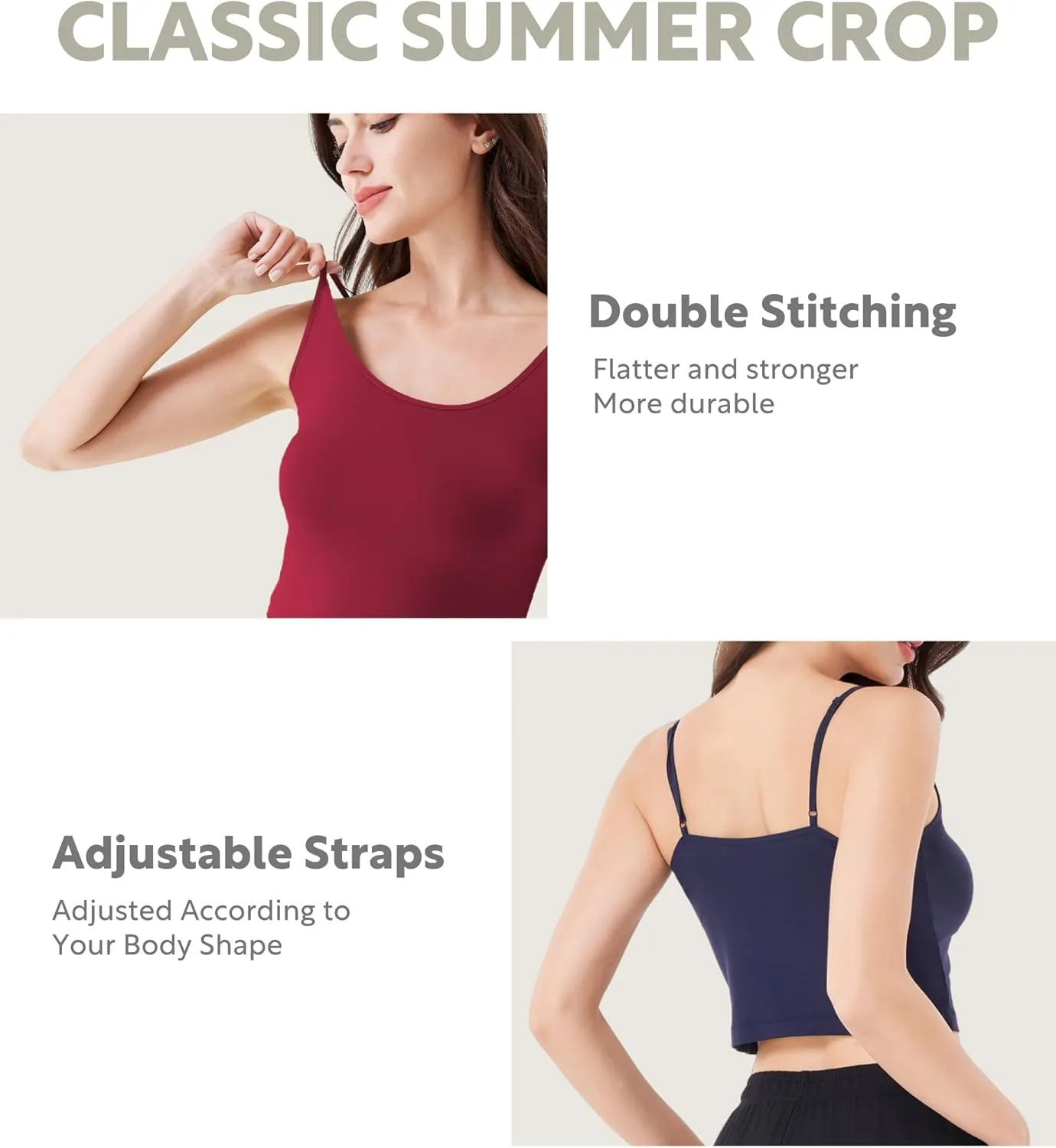 DAVID ARCHY Women's Crop 3-Pack Seamless Bamboo Rayon Camisole Crop Tank Tops No Pad