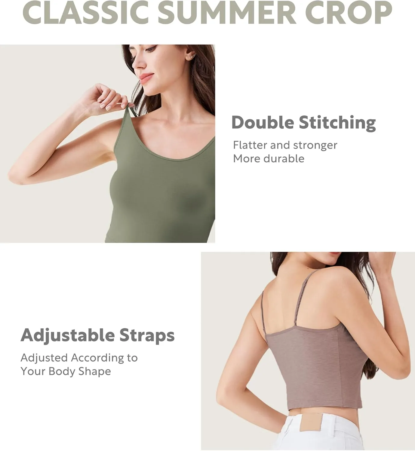 DAVID ARCHY Women's Crop 3-Pack Seamless Bamboo Rayon Camisole Crop Tank Tops No Pad