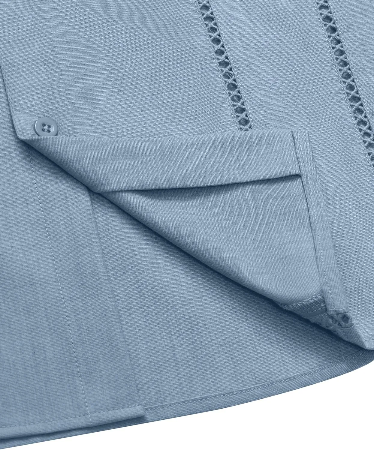 DEMEANOR Guayabera Linen Shirts for Men Short Sleeve Button Down Shirts Summer Beach Linen Shirts Casual Hawaii Vacation
