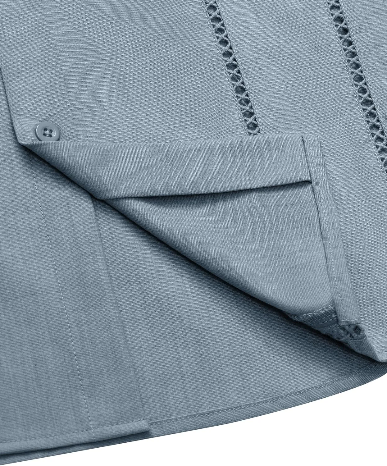 DEMEANOR Guayabera Linen Shirts for Men Short Sleeve Button Down Shirts Summer Beach Linen Shirts Casual Hawaii Vacation