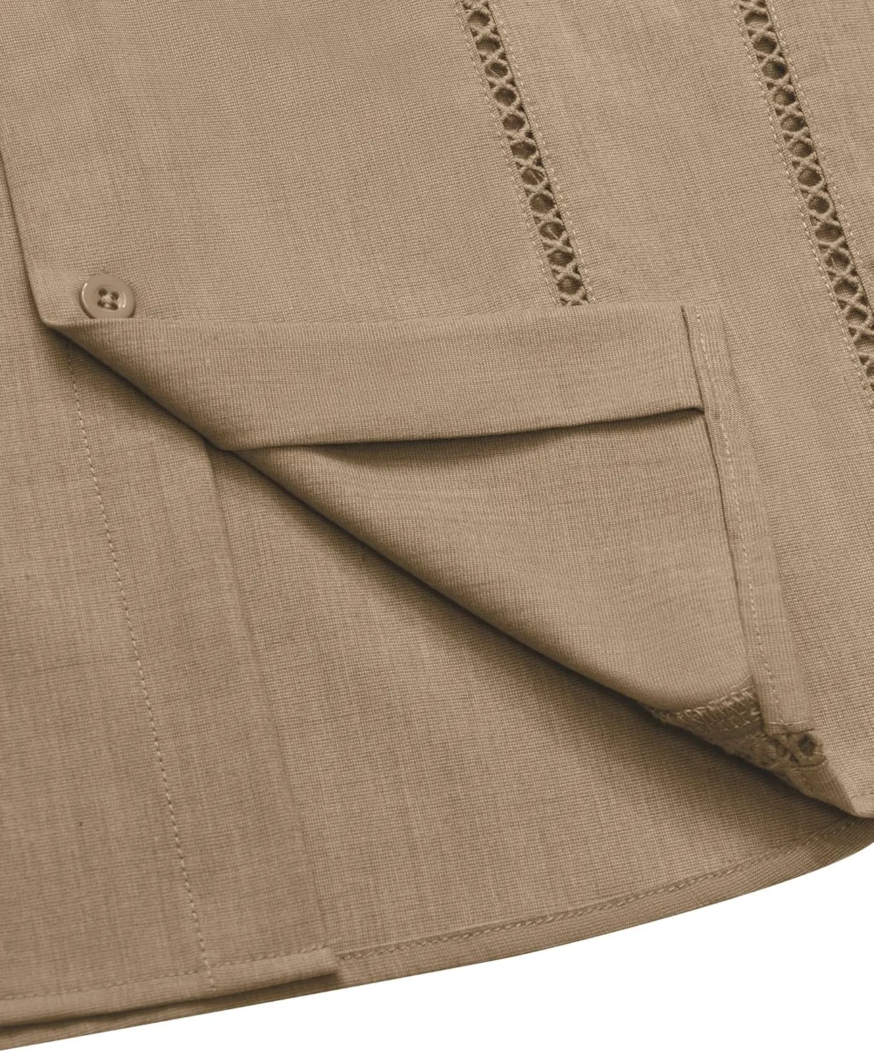 DEMEANOR Guayabera Linen Shirts for Men Short Sleeve Button Down Shirts Summer Beach Linen Shirts Casual Hawaii Vacation