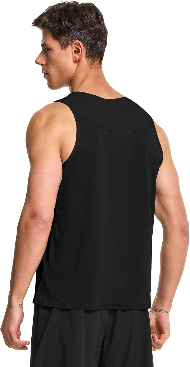 DEMOZU Men's Running Swim Tank Top Sleeveless Workout Gym Athletic Muscle Shirts Big and Tall