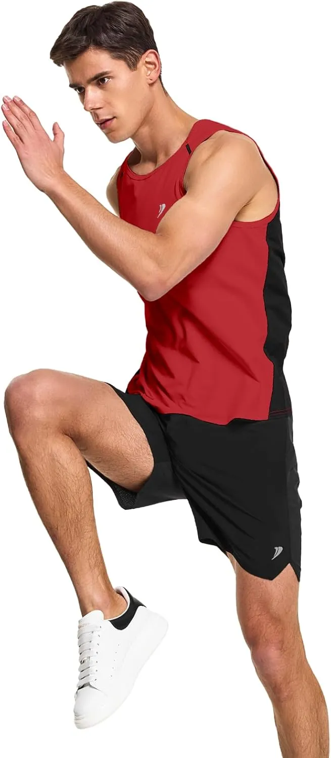 DEMOZU Men's Running Swim Tank Top Sleeveless Workout Gym Athletic Muscle Shirts Big and Tall