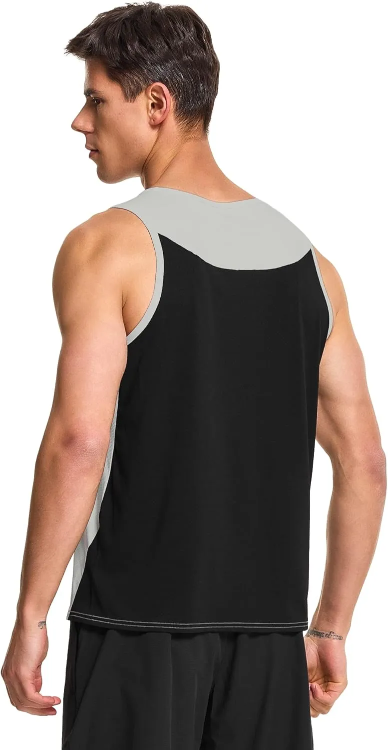 DEMOZU Men's Running Swim Tank Top Sleeveless Workout Gym Athletic Muscle Shirts Big and Tall