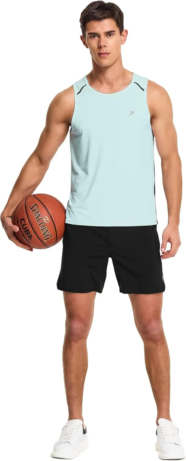 DEMOZU Men's Running Swim Tank Top Sleeveless Workout Gym Athletic Muscle Shirts Big and Tall