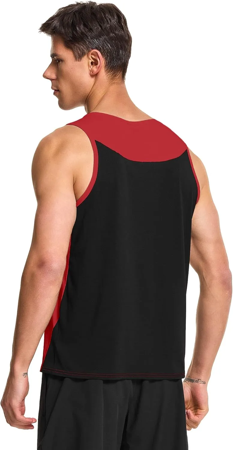 DEMOZU Men's Running Swim Tank Top Sleeveless Workout Gym Athletic Muscle Shirts Big and Tall