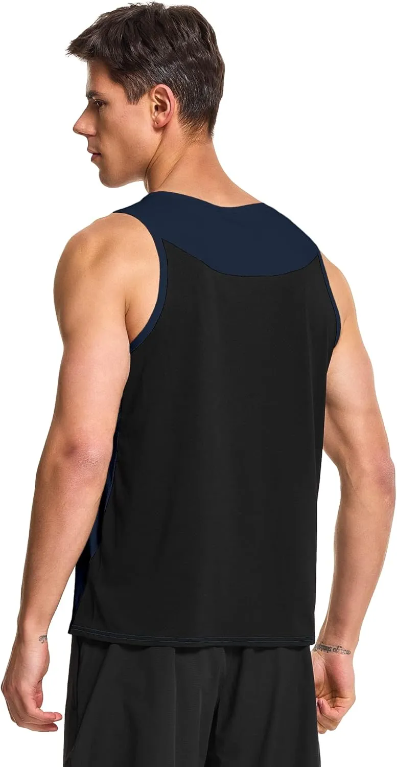DEMOZU Men's Running Swim Tank Top Sleeveless Workout Gym Athletic Muscle Shirts Big and Tall