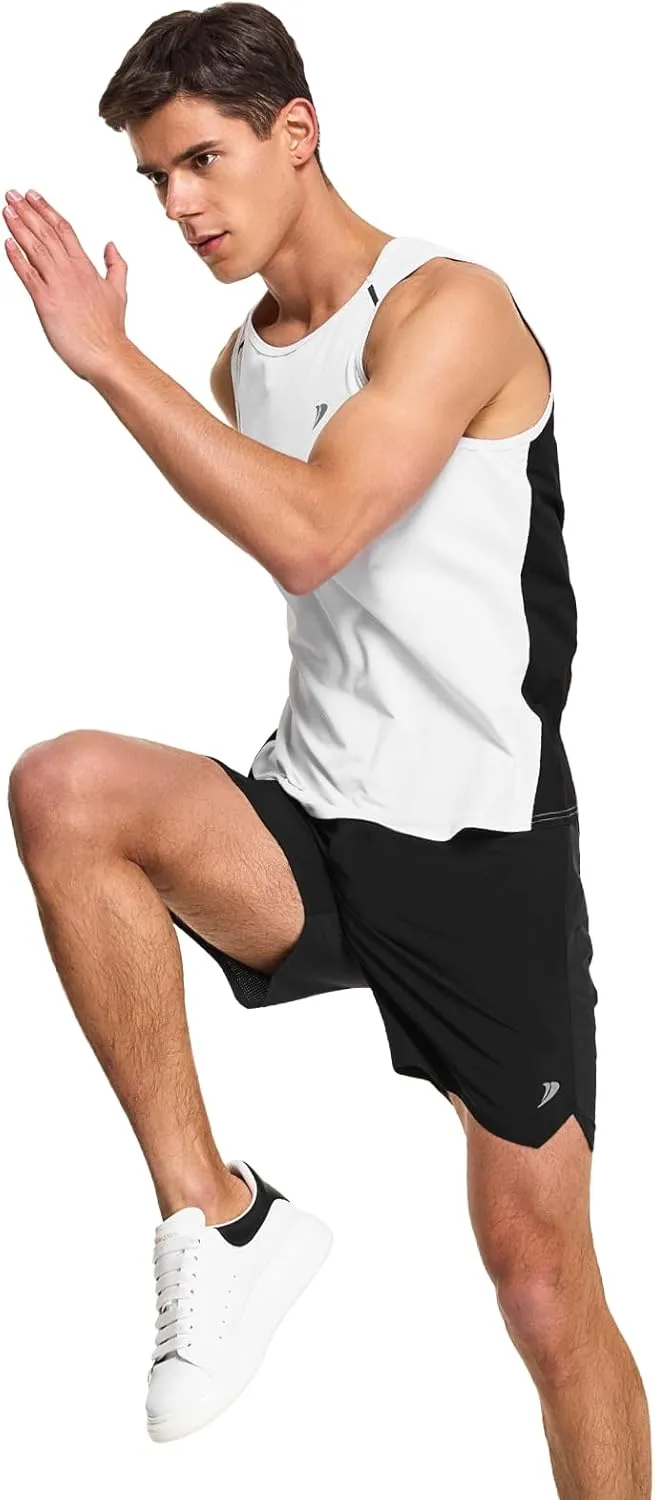 DEMOZU Men's Running Swim Tank Top Sleeveless Workout Gym Athletic Muscle Shirts Big and Tall