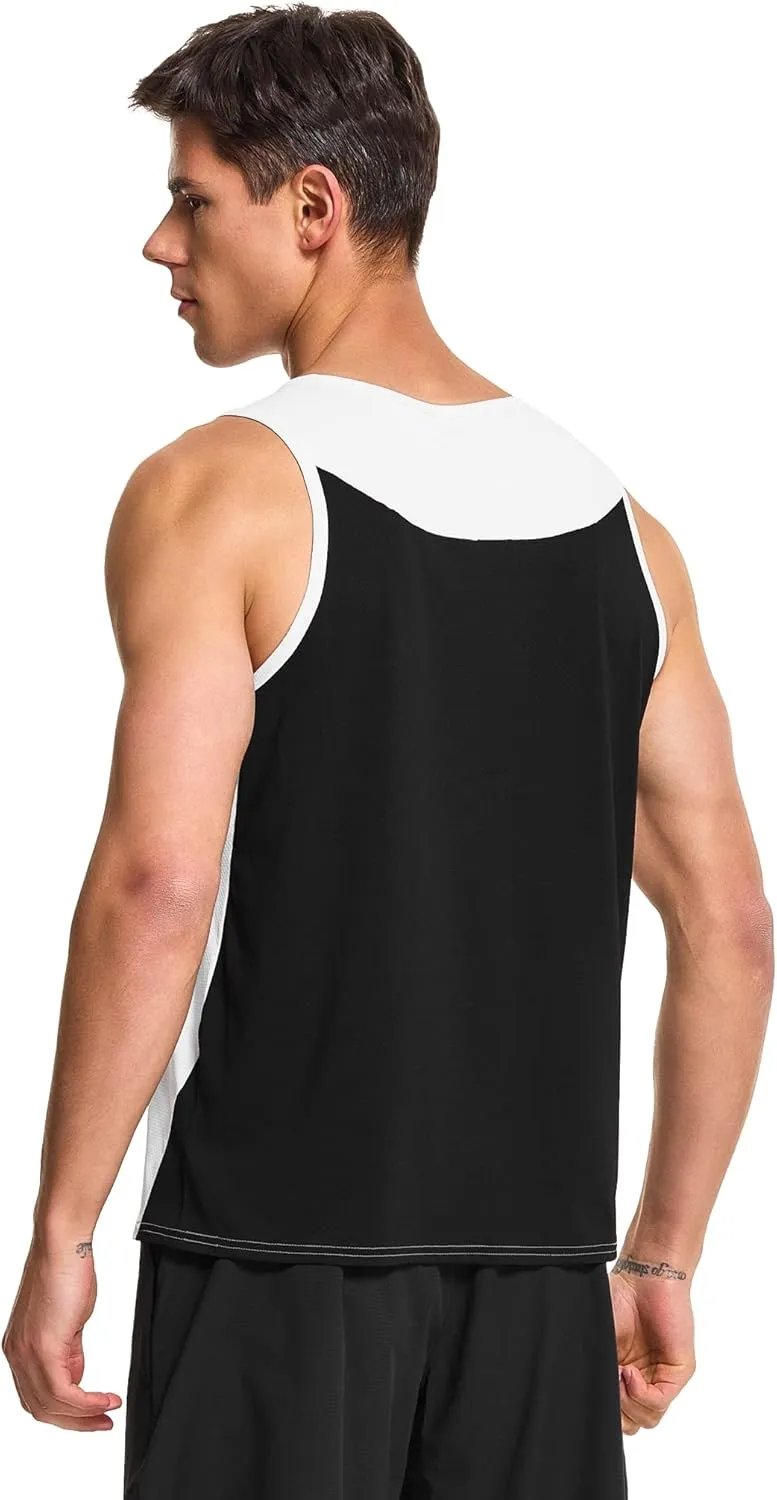 DEMOZU Men's Running Swim Tank Top Sleeveless Workout Gym Athletic Muscle Shirts Big and Tall